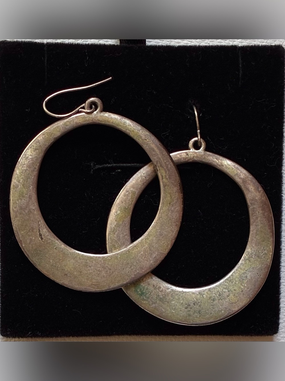 Large Hoop Earrings with Silver Patina. Vintage Inspired. French Wires.